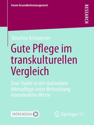 cover image of Gute Pflege im transkulturellen Vergleich